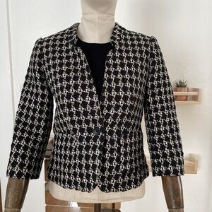 VTG Banana‎ Republic Womens Blazer | Black & White tweed | Houndstooth (6P)